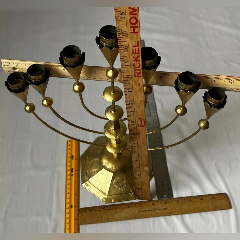 William Spratling Mexican Tin Candelabras circa 1935 brass plated menorah Rare